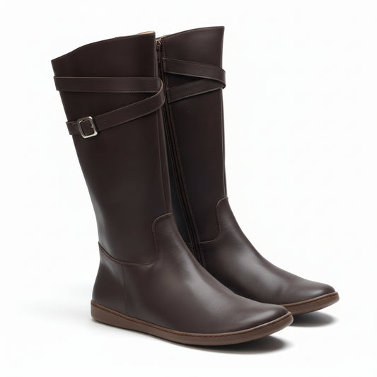 braune vegane Barfußstiefel für Damen